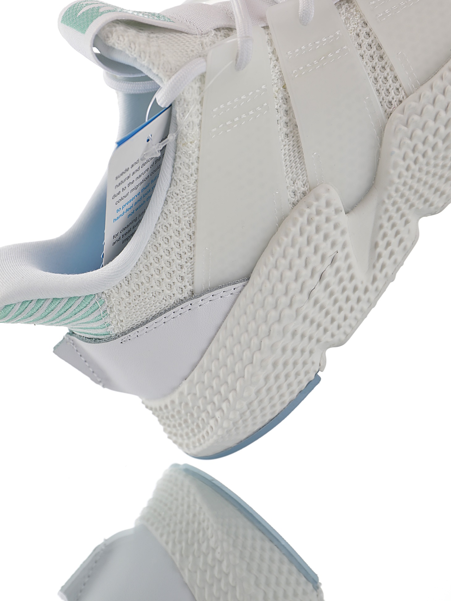 190 男女鞋，真标带半码  三叶草adidas Originals Prophere刺猬套脚飞织百搭慢跑鞋“针织白薄荷绿兰”F36910