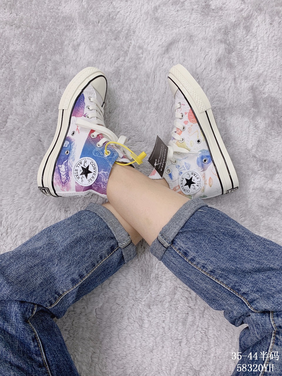 130【实拍图】真标半码！The Creator x Converse 70s 匡威小花联名涂鸦高帮帆布板鞋！