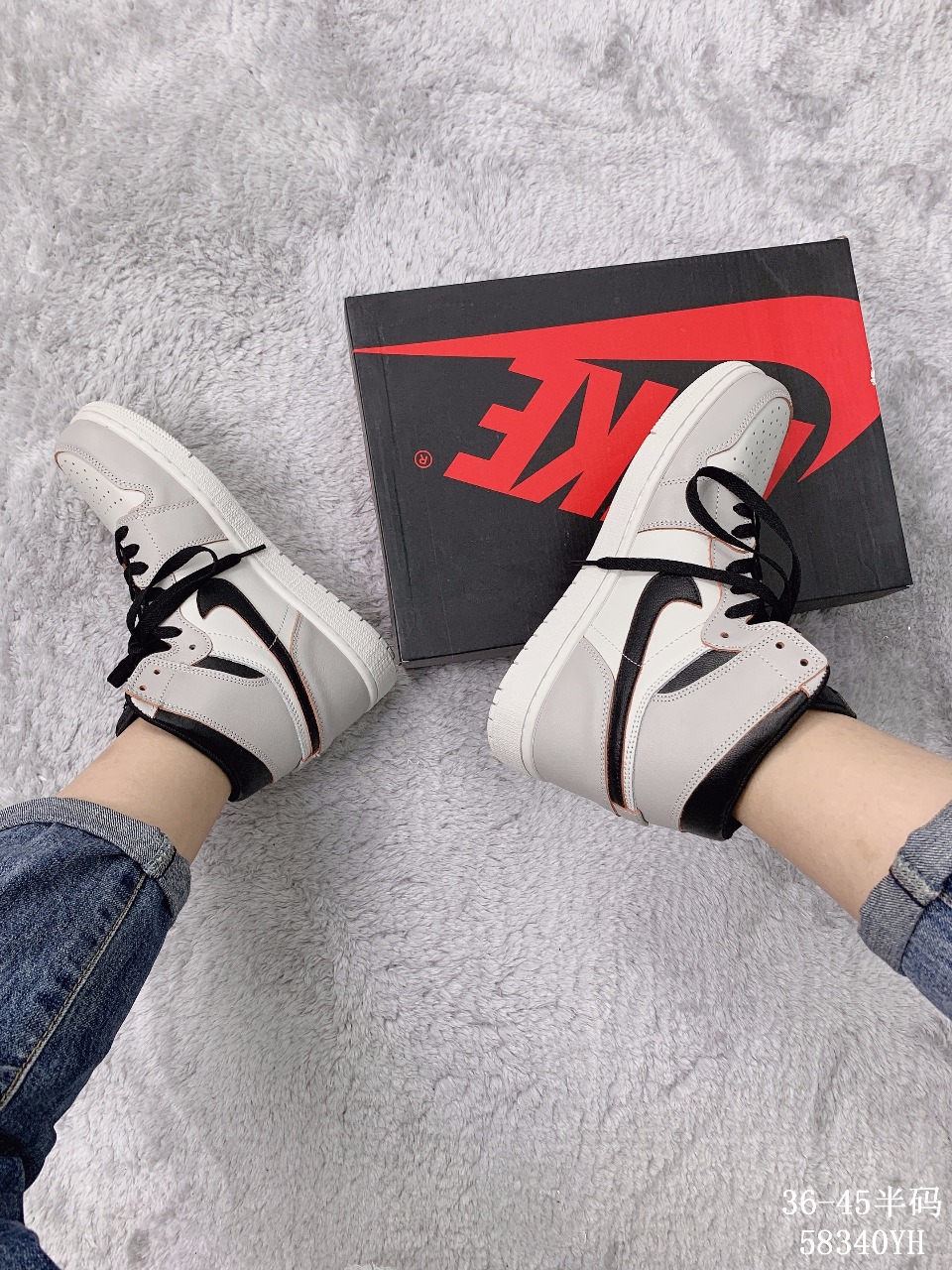 150集合图【实拍图】真标半码！耐克Nike Air Jordan 1 Rrtro High OG 高帮AJ乔1 运动篮球鞋 ！ 尺码：36-45半码<br />58340YH