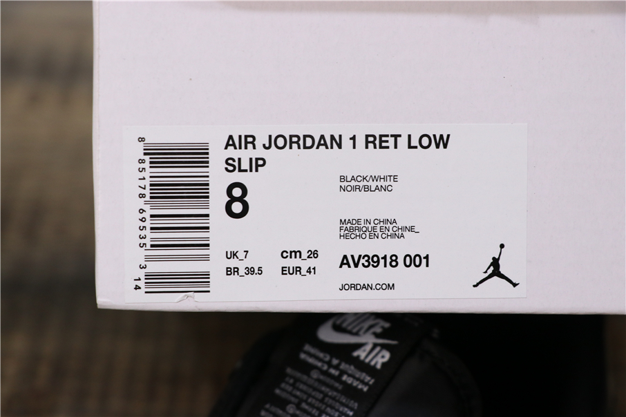 220乔丹/Air Jordan aj1 AJ1 乔丹1代 乔1低帮系列 Air Jordan 1 RET Low Slip串标一脚蹬  AV3918-001 乔1低帮黑白奥利奥
