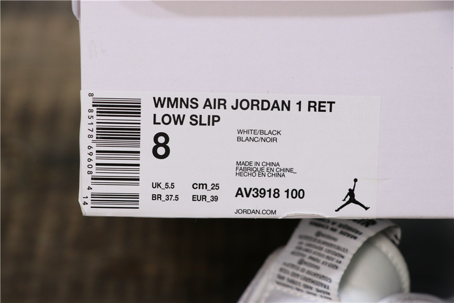 220乔丹/Air Jordan aj1 AJ1 乔丹1代  乔1低帮系列 Air Jordan 1 RET Low Slip串标一脚蹬  AV3918-100 乔1低帮全白