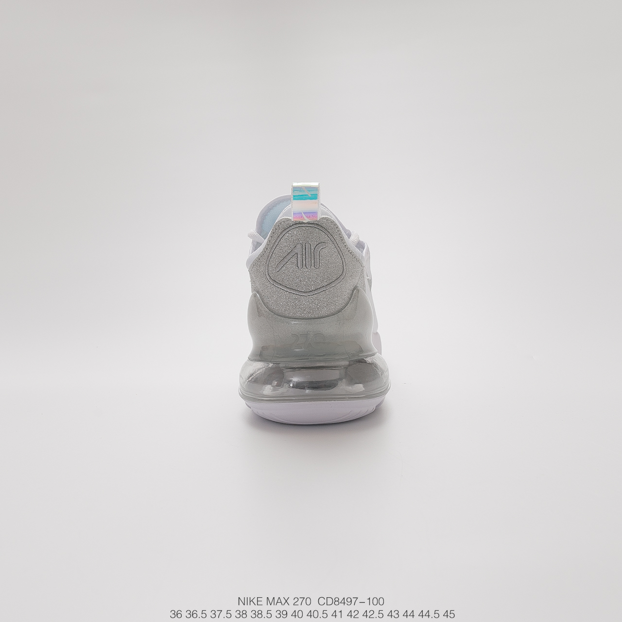 160耐克 Air Max 270“White Black”系列后跟半掌高弹气垫休闲运动百搭慢跑鞋  货号：CD8497-100