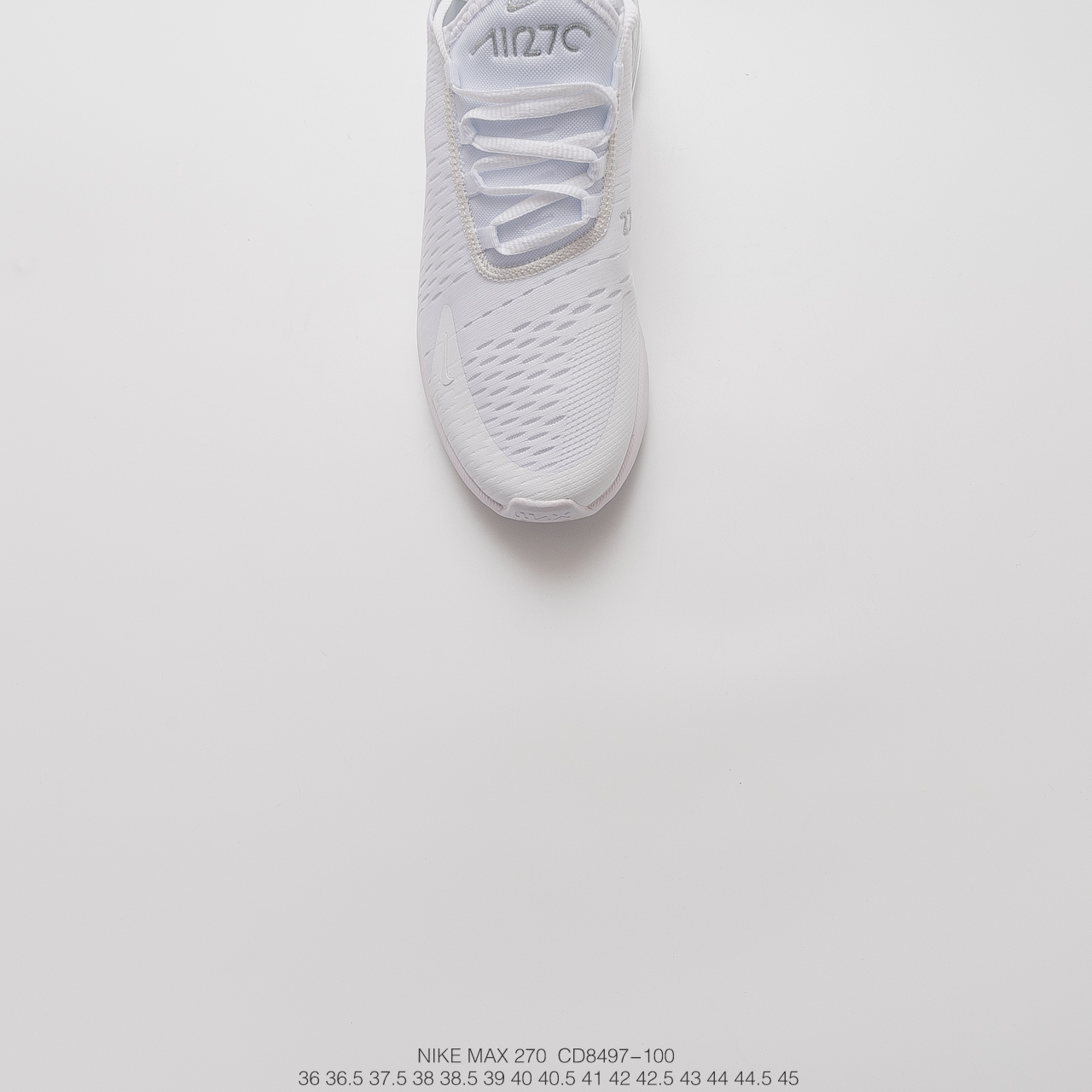 160耐克 Air Max 270“White Black”系列后跟半掌高弹气垫休闲运动百搭慢跑鞋  货号：CD8497-100