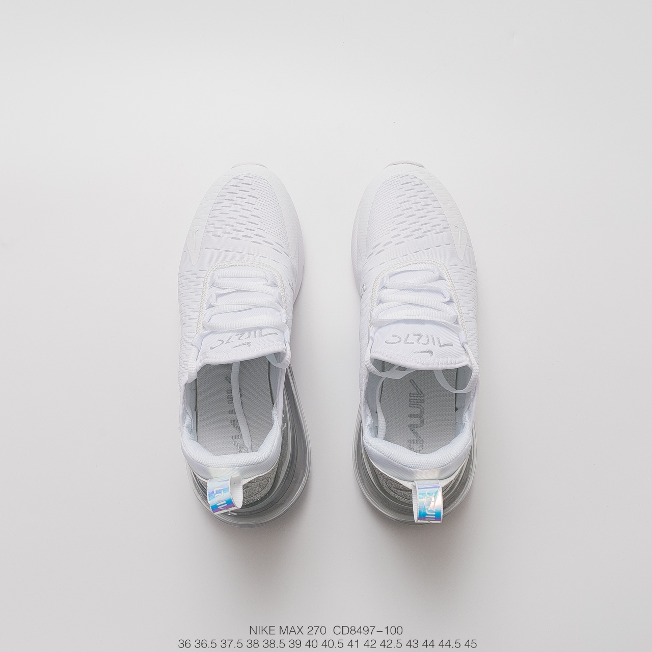 160耐克 Air Max 270“White Black”系列后跟半掌高弹气垫休闲运动百搭慢跑鞋  货号：CD8497-100