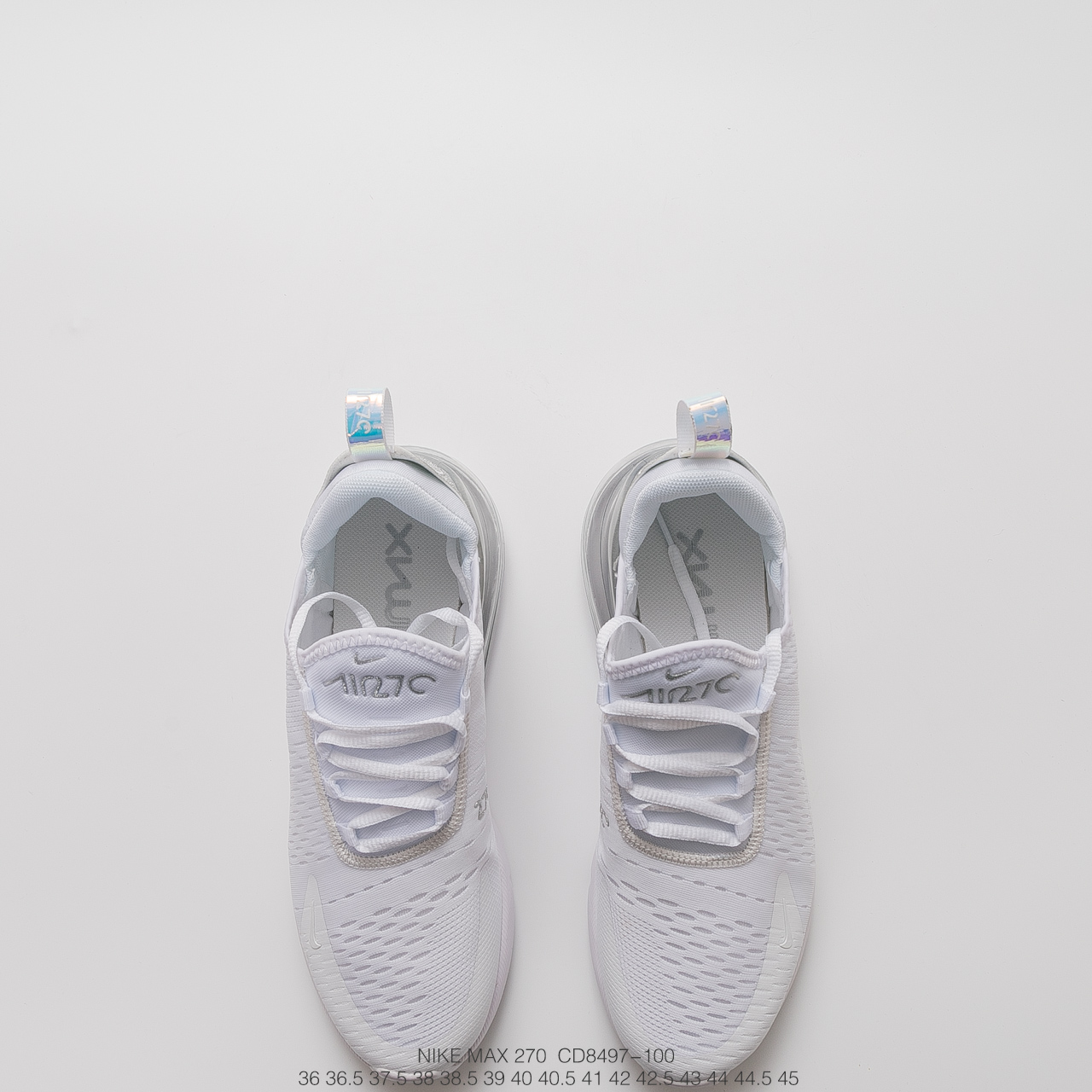160耐克 Air Max 270“White Black”系列后跟半掌高弹气垫休闲运动百搭慢跑鞋  货号：CD8497-100