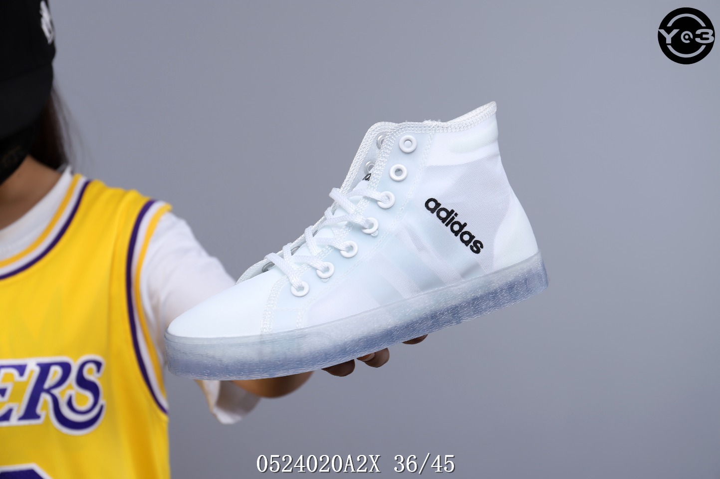 130真标半码阿迪/ADIDAS FORUM MID三叶草透明网纱高帮板鞋 休闲板鞋！