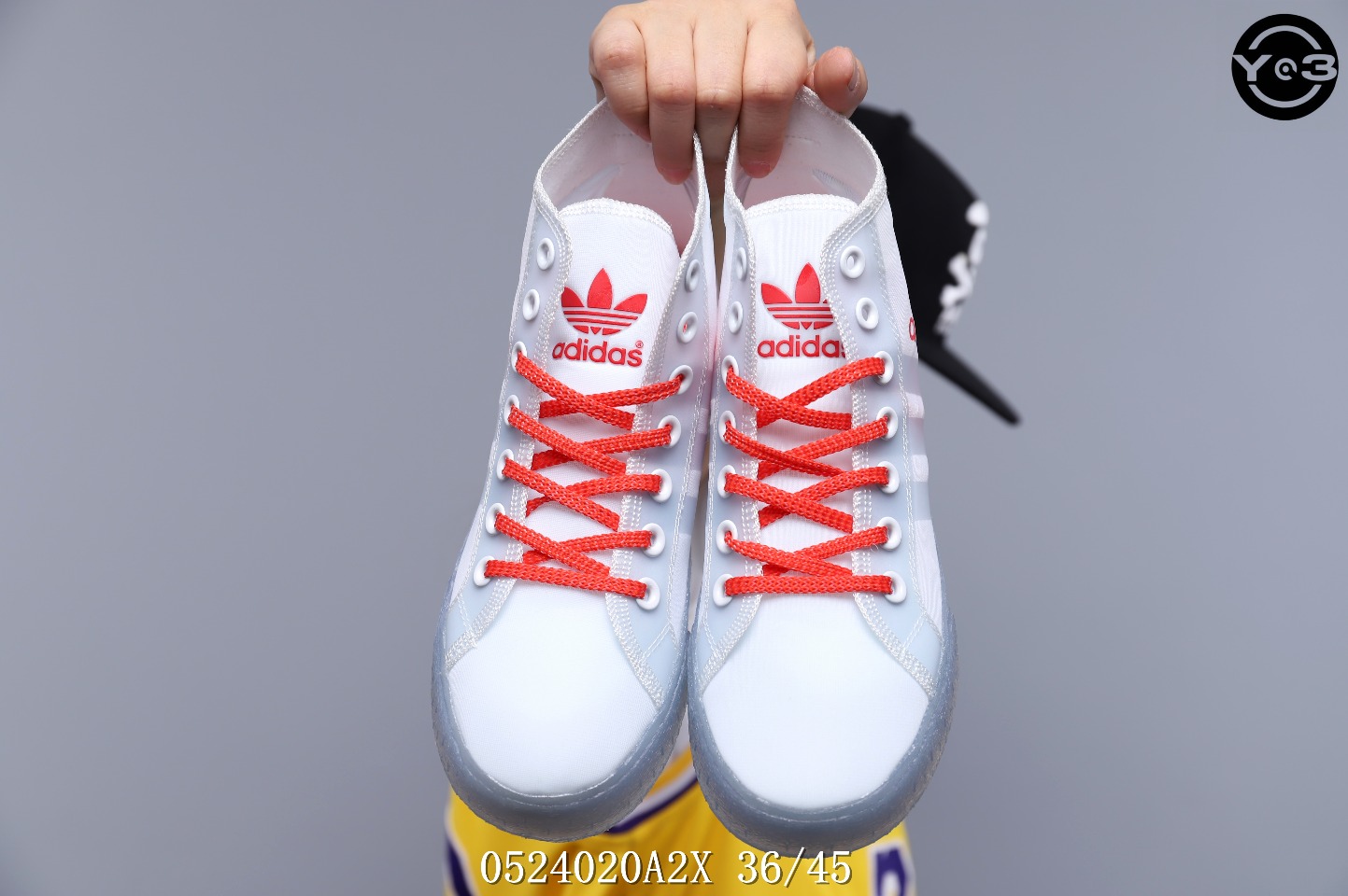 130真标半码阿迪/ADIDAS FORUM MID三叶草透明网纱高帮板鞋 休闲板鞋！