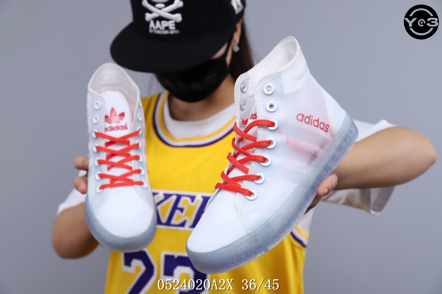 130真标半码阿迪/ADIDAS FORUM MID三叶草透明网纱高帮板鞋 休闲板鞋！