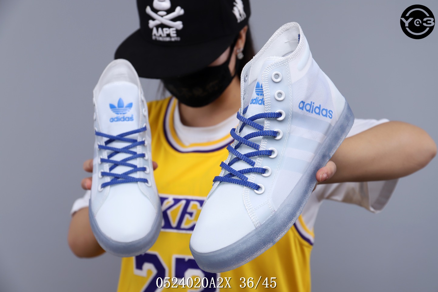 130真标半码阿迪/ADIDAS FORUM MID三叶草透明网纱高帮板鞋 休闲板鞋！
