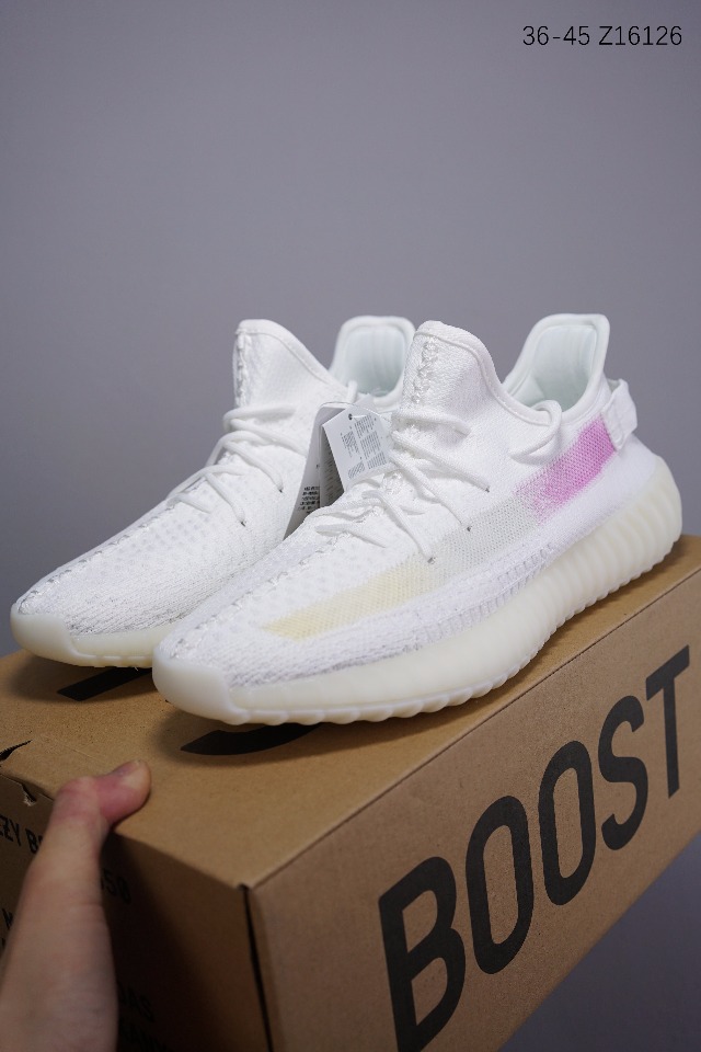 140变色龙 限定白椰子 Adidas Yeezy Boost 350v2 “彩虹全白镂空” 紫外光线变色