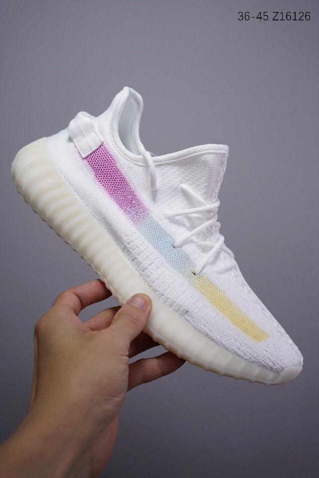 140变色龙 限定白椰子 Adidas Yeezy Boost 350v2 “彩虹全白镂空” 紫外光线变色
