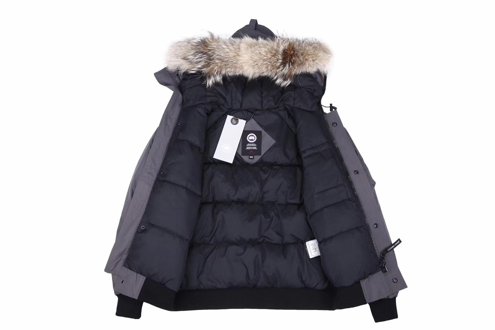 Canada Goose Graphite Grey Arctic-Tech Down Bomber Jacket with Fur Hood 3 o 1dhjle55n5krbkn1na81no2n55s