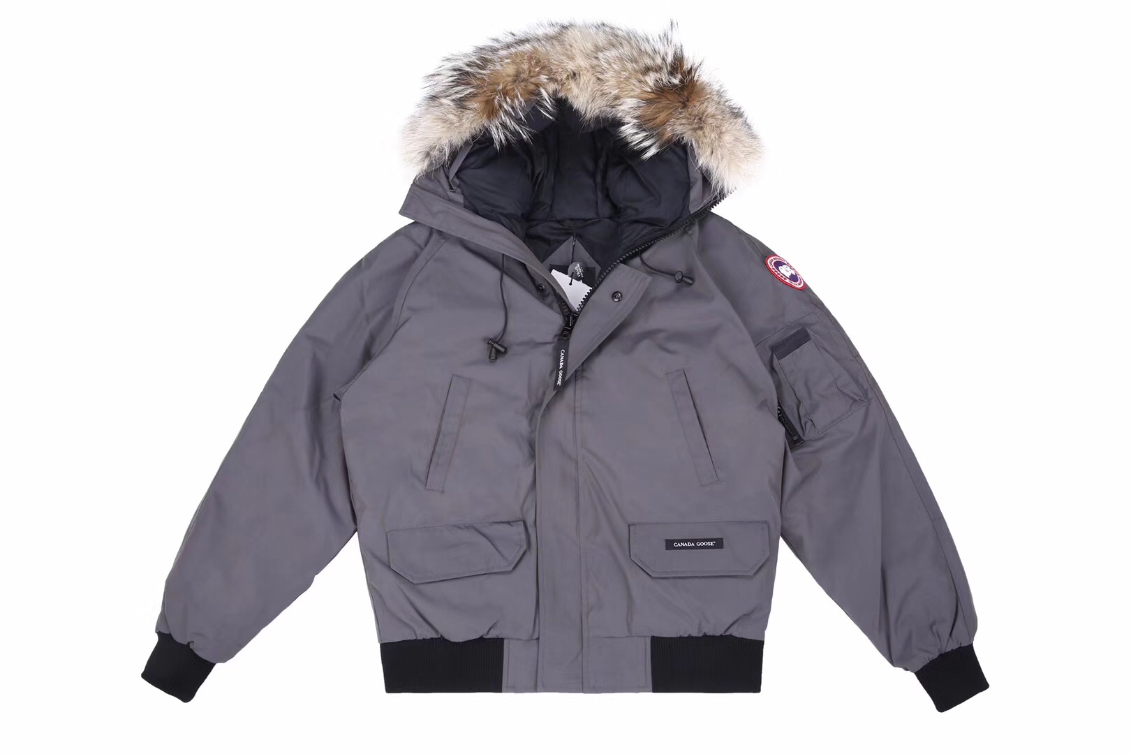 Canada Goose Graphite Grey Arctic-Tech Down Bomber Jacket with Fur Hood 1 o 1dhjle55nusq1vhtkl51tct1vtq