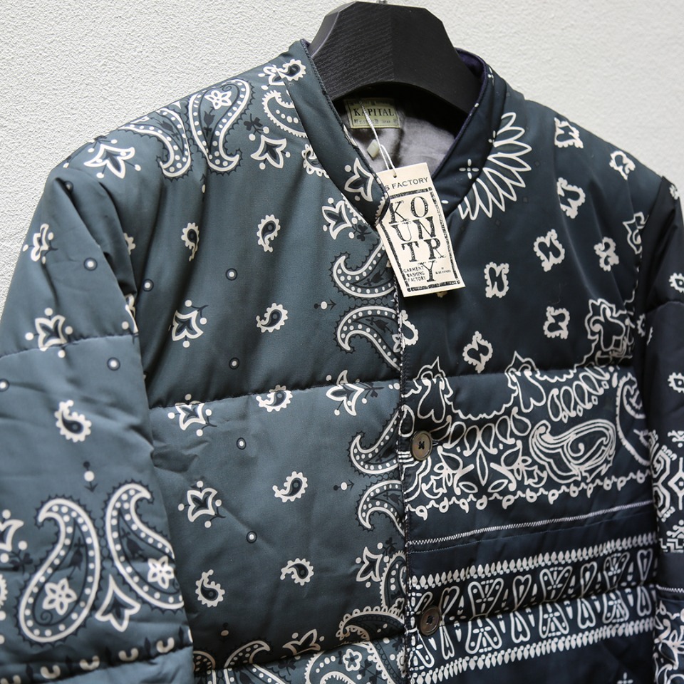 发:590 kapital 19aw bandana down jkt 腰果花棉袄夹克外套kapital