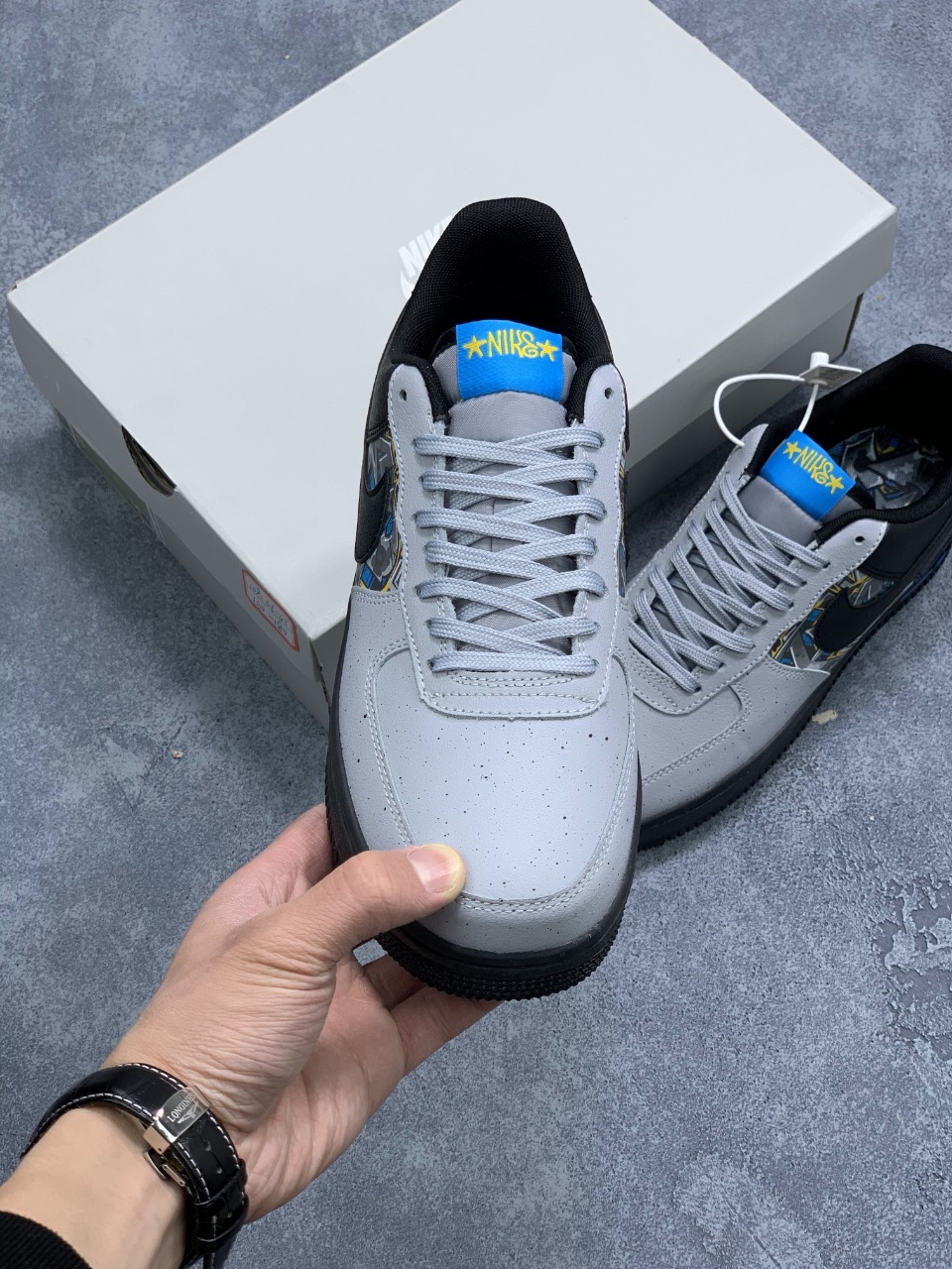 190  Nike Air Force 1 Low ”黑灰蓝涂鸦拼接” CQ4217-001