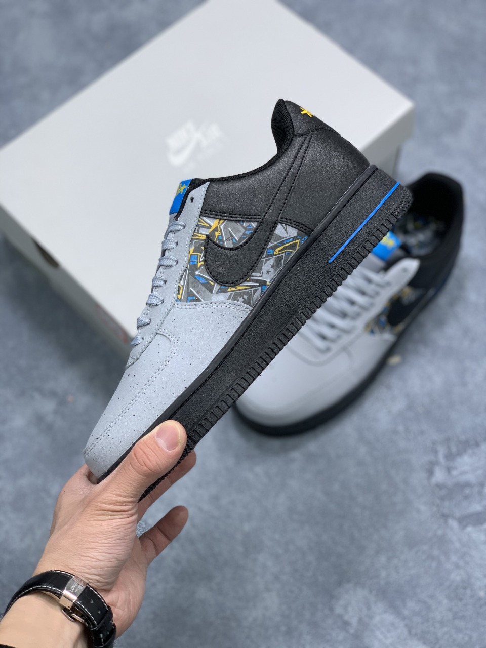 190  Nike Air Force 1 Low ”黑灰蓝涂鸦拼接” CQ4217-001