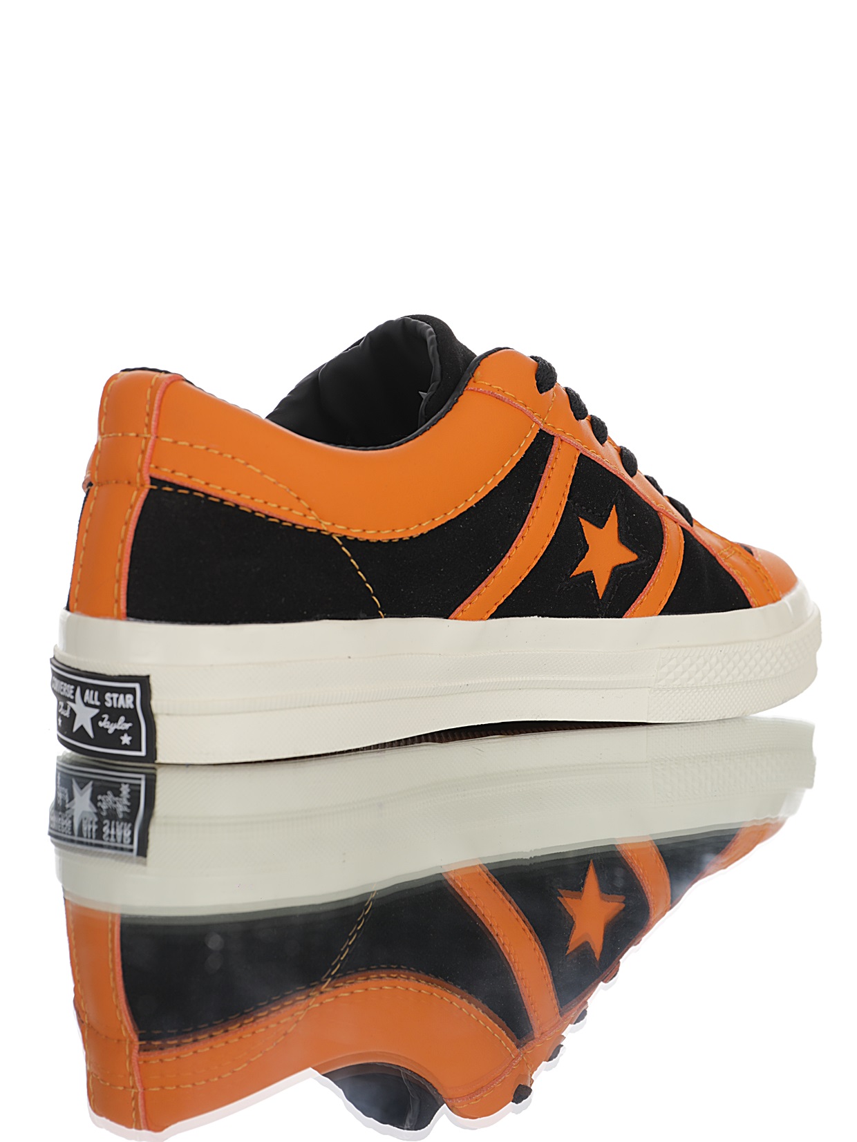 【新品实拍篇】💯男女鞋中底PU硅蓝拉帮效果底❗官方新色，经典匡威Converse One Star Academy Suede OX双杠一星日产学院系列经典低帮复古麂皮休闲百搭硫化板鞋“拼接黑亮橙”167137C 尺码：35-44真标带半码