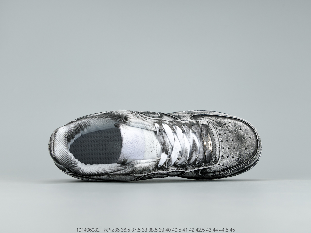 150 耐克 Nike Air Force 1 Mid“黑白做旧” 空军复古低帮时尚休闲板鞋  315122-111