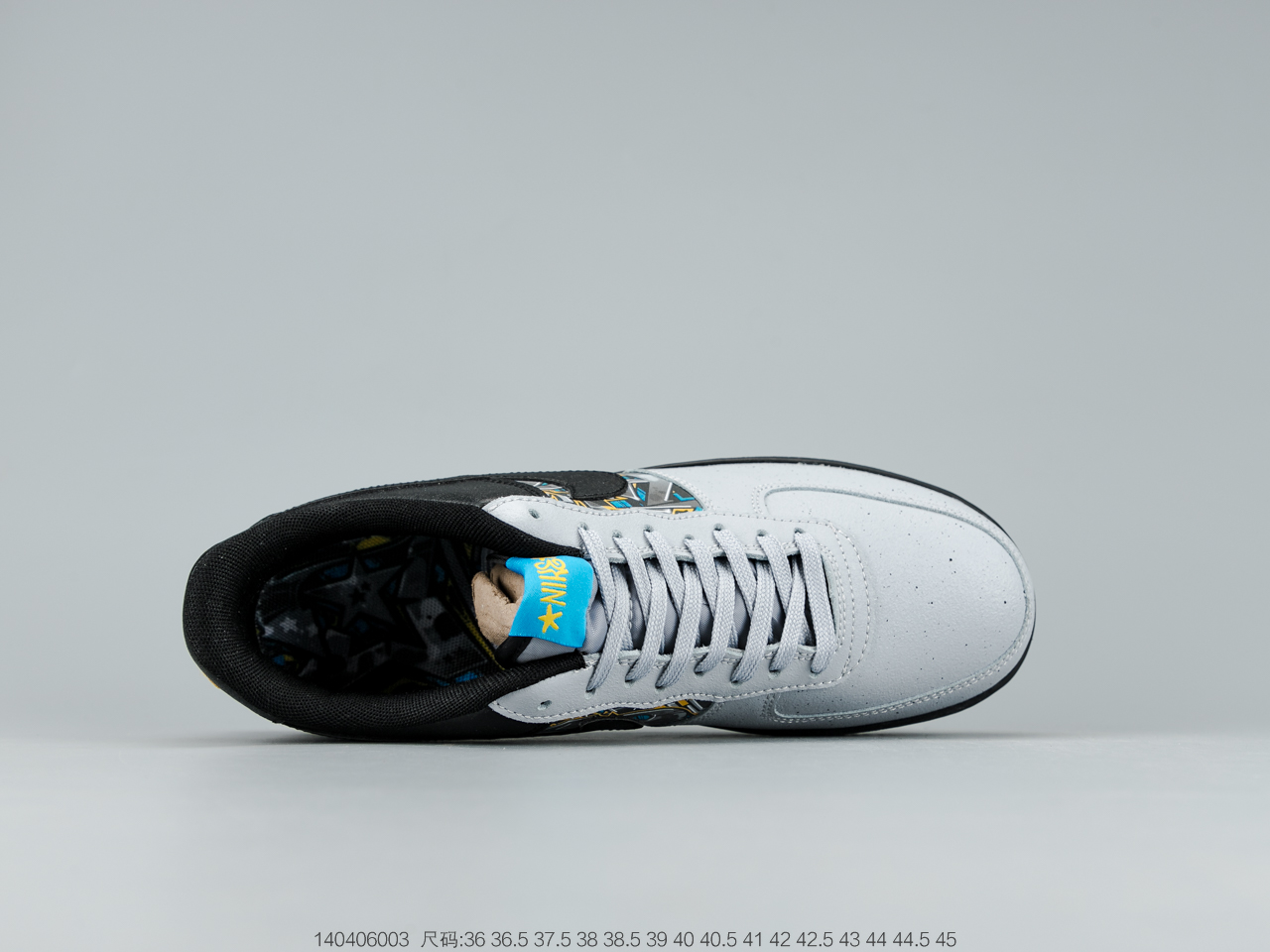 160 耐克 Nike Air Force 1 Low 黑灰蓝涂鸦拼接空军一号低帮休闲板鞋 CQ4217-001