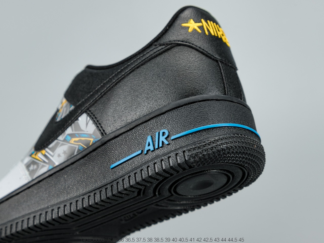 160 耐克 Nike Air Force 1 Low 黑灰蓝涂鸦拼接空军一号低帮休闲板鞋 CQ4217-001