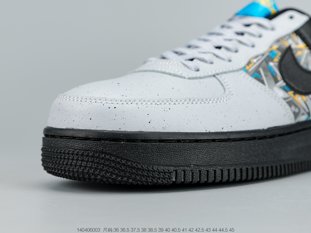 160 耐克 Nike Air Force 1 Low 黑灰蓝涂鸦拼接空军一号低帮休闲板鞋 CQ4217-001