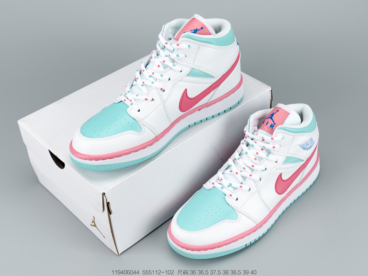 240 清新春日气息,乔丹 Air Jordan 1 Mid GSDigital PinkAJ1乔丹一代中帮经典复古文化休闲运动篮球鞋 555112-102