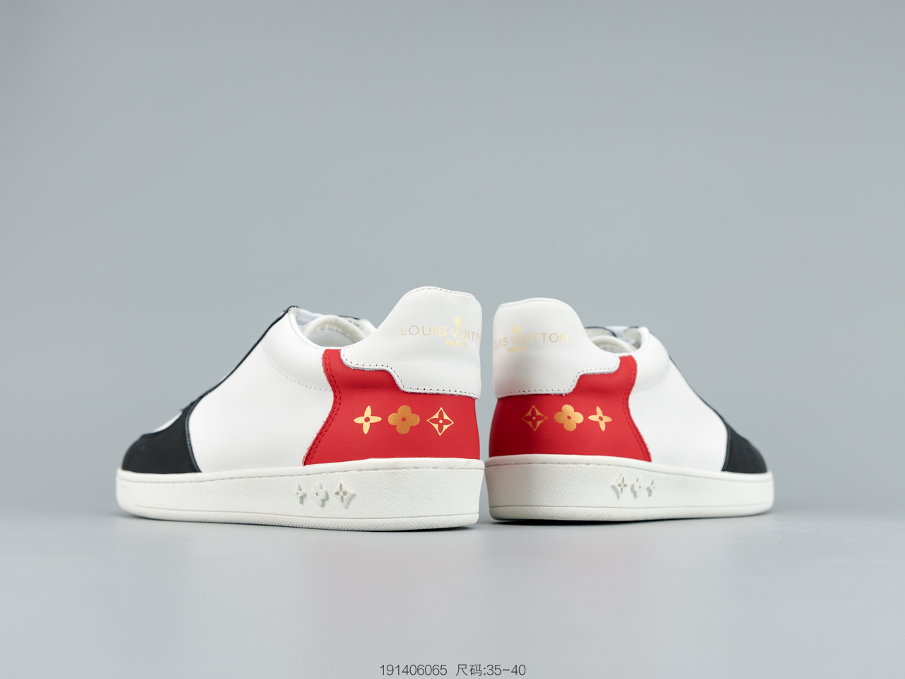300 LV2020年春夏限量版 彩虹尾 Rivoli低帮运动靴为柔软粒面小牛皮铺陈全幅