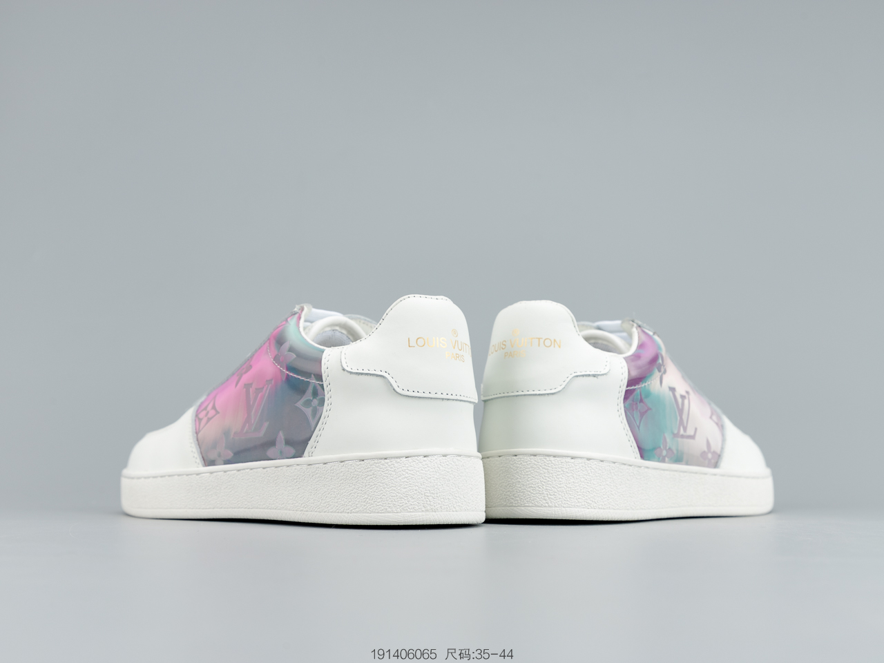 300 LV2020年春夏限量版 彩虹尾 Rivoli低帮运动靴为柔软粒面小牛皮铺陈全幅Monogram压纹