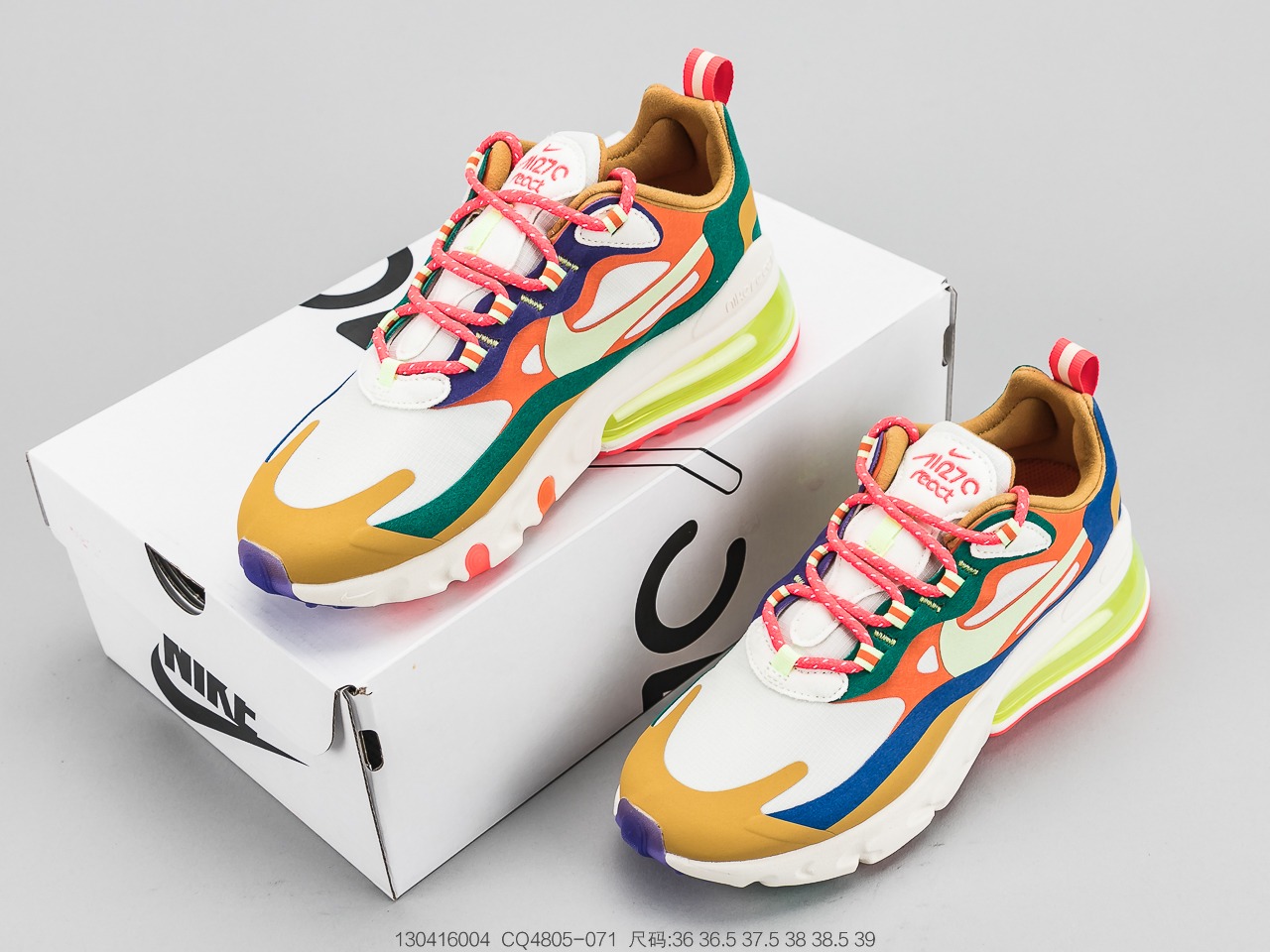 220公司级 耐克NIKE AIR MAX 270 React 半掌气垫跑步鞋 CQ4805-0711