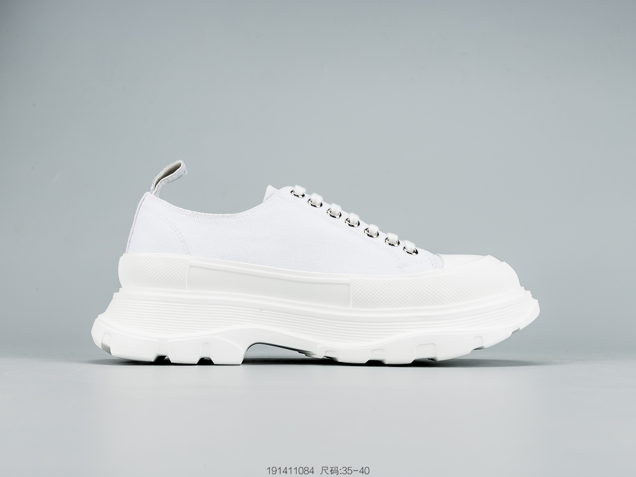260 麦昆Alexander McQueen 2020春夏新款 麦昆 全白 亚历山大系带增高显瘦显腿长帆布鞋