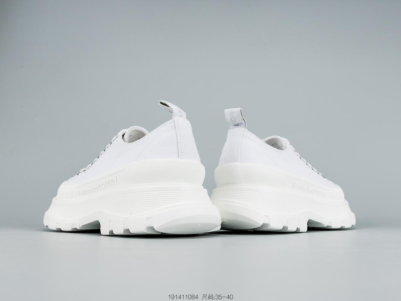 260 麦昆Alexander McQueen 2020春夏新款 麦昆 全白 亚历山大系带增高显瘦显腿长帆布鞋