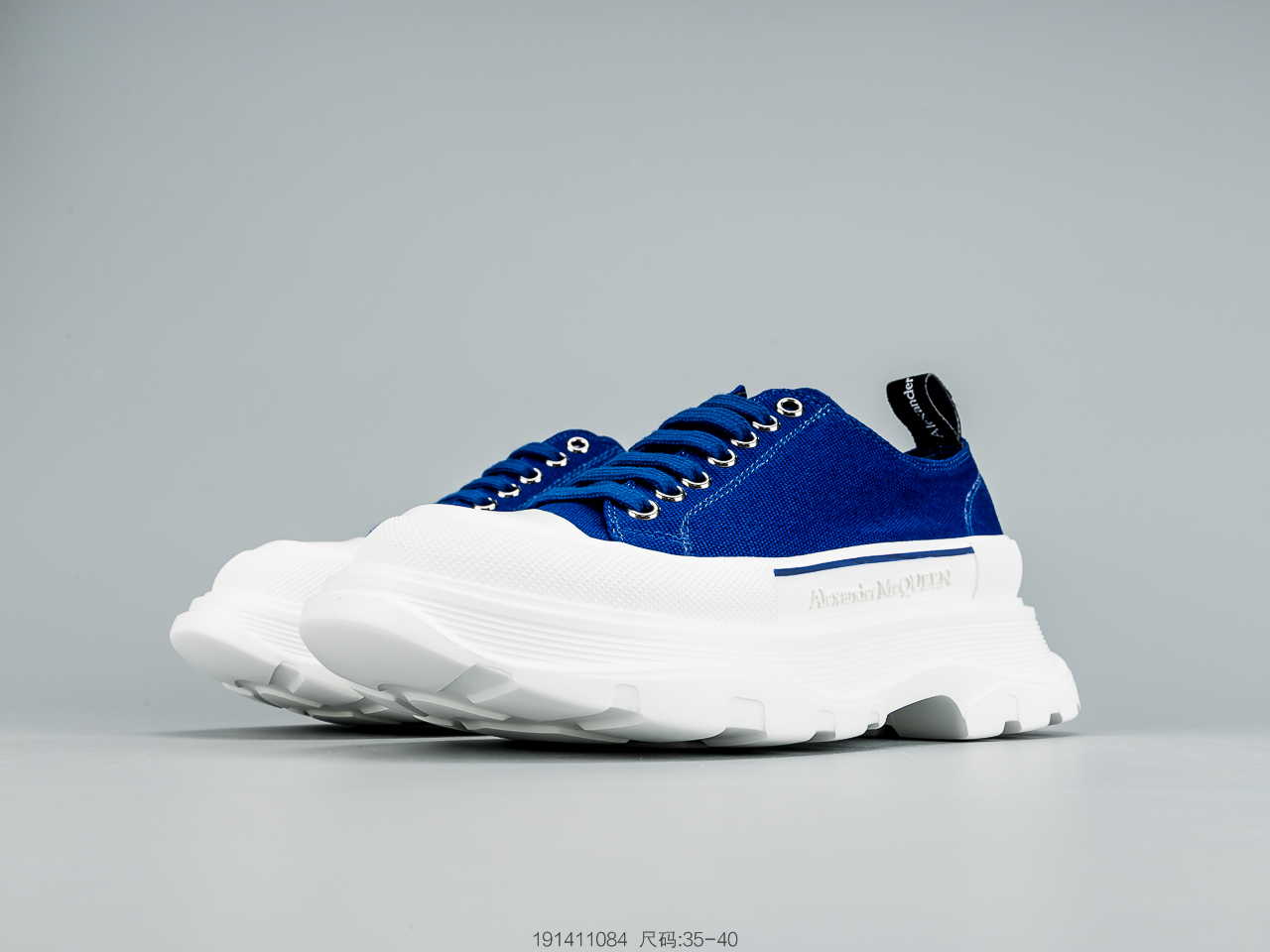 260 麦昆Alexander McQueen 2020春夏新款 麦昆 全白 亚历山大系带增高显瘦显腿长帆布鞋