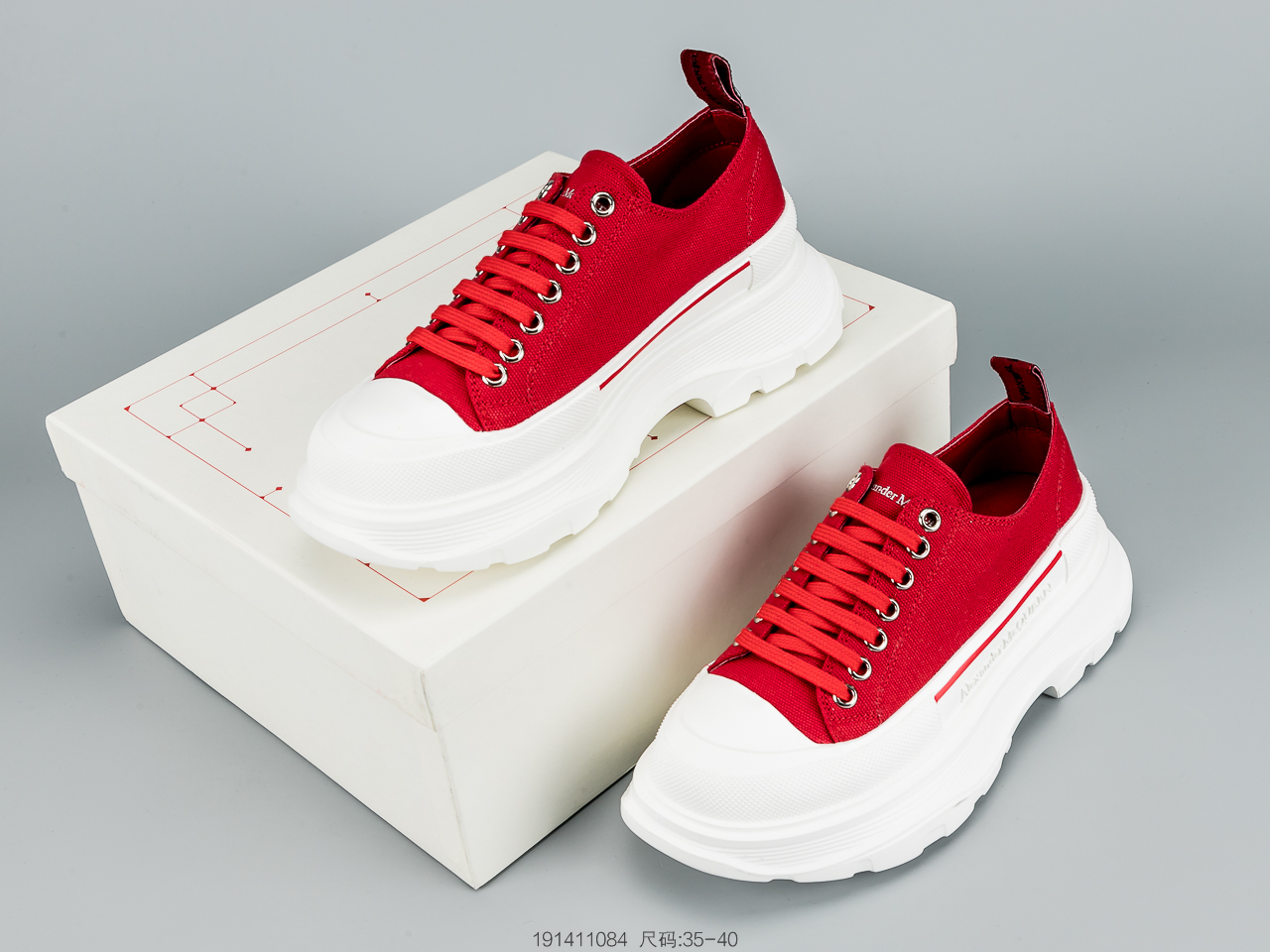 260 麦昆Alexander McQueen 2020春夏新款 麦昆 全白 亚历山大系带增高显瘦显腿长帆布鞋