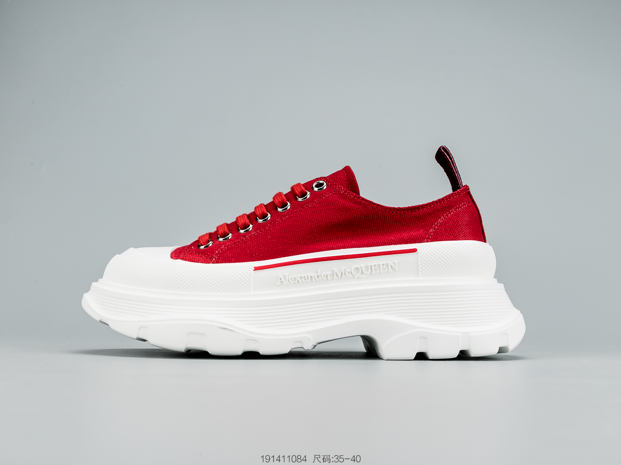 260 麦昆Alexander McQueen 2020春夏新款 麦昆 全白 亚历山大系带增高显瘦显腿长帆布鞋