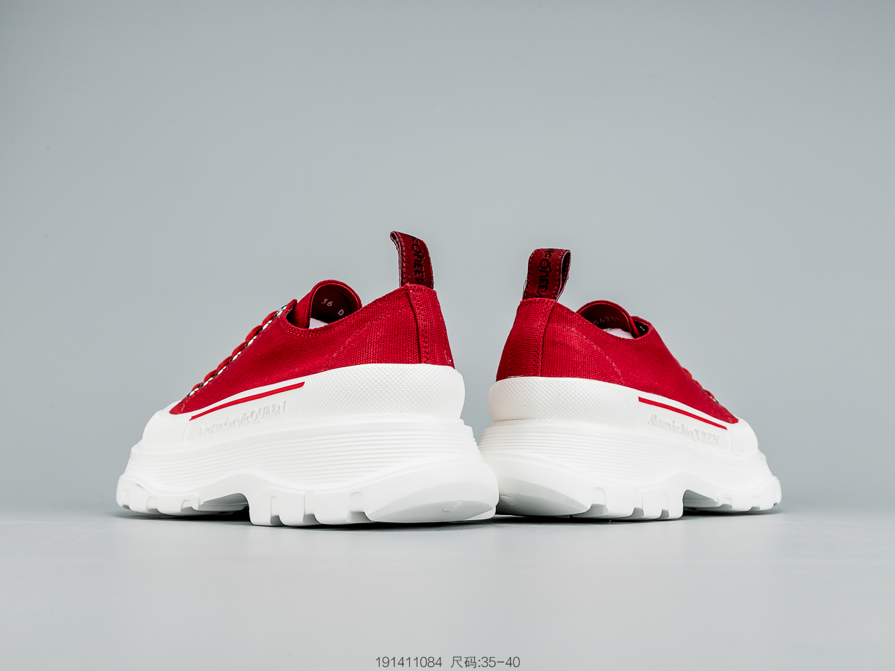 260 麦昆Alexander McQueen 2020春夏新款 麦昆 全白 亚历山大系带增高显瘦显腿长帆布鞋