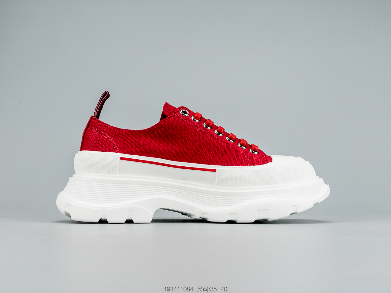 260 麦昆Alexander McQueen 2020春夏新款 麦昆 全白 亚历山大系带增高显瘦显腿长帆布鞋