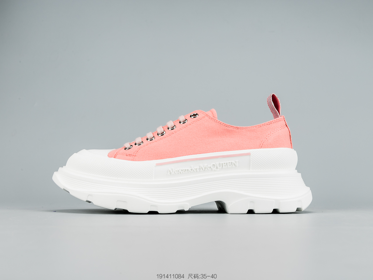 260 麦昆Alexander McQueen 2020春夏新款 麦昆 全白 亚历山大系带增高显瘦显腿长帆布鞋