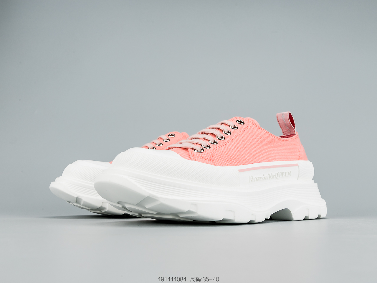 260 麦昆Alexander McQueen 2020春夏新款 麦昆 全白 亚历山大系带增高显瘦显腿长帆布鞋