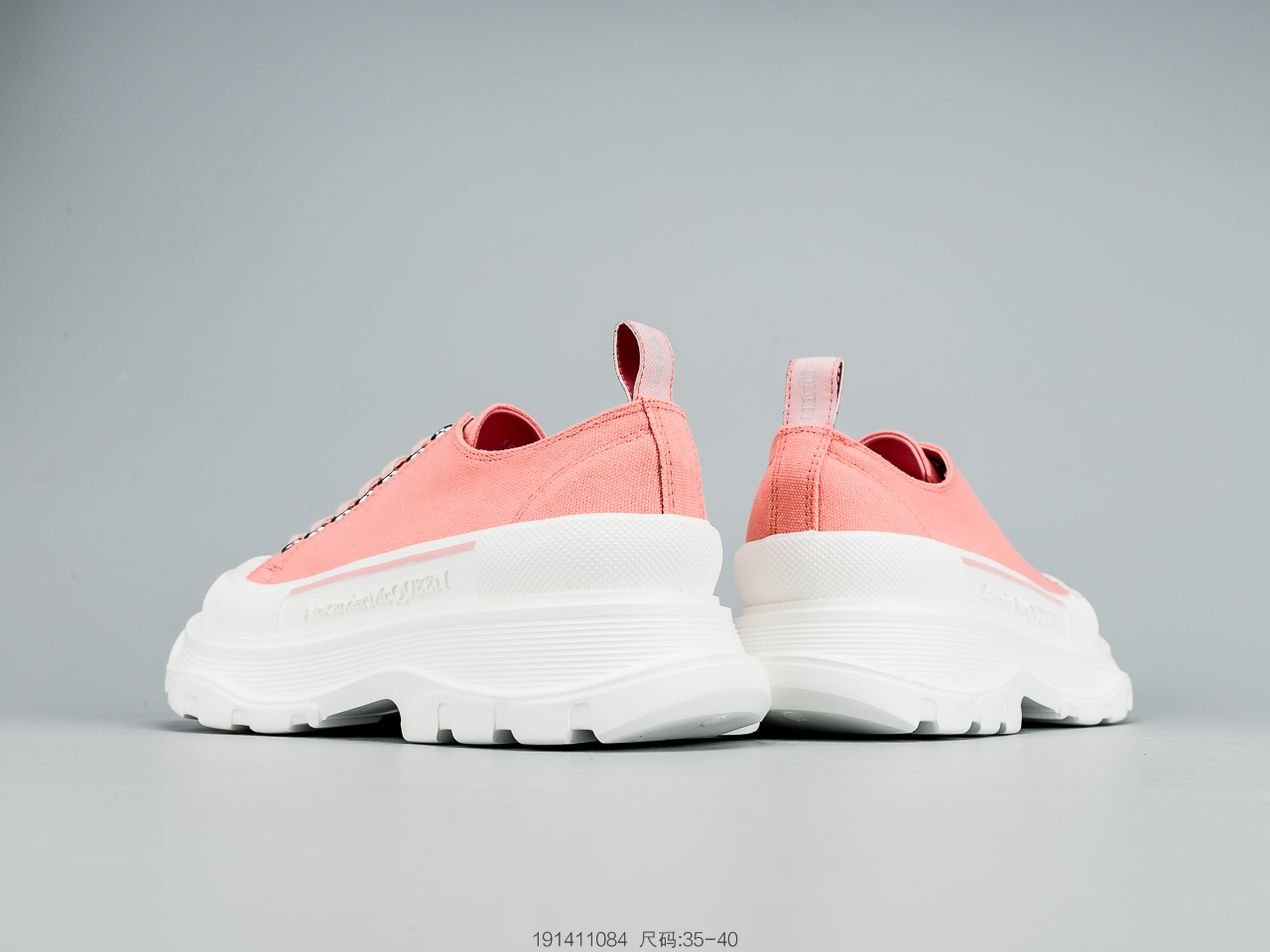 260 麦昆Alexander McQueen 2020春夏新款 麦昆 全白 亚历山大系带增高显瘦显腿长帆布鞋