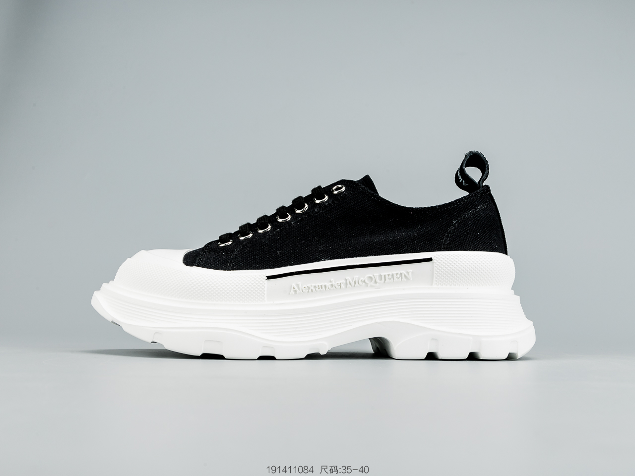 260 麦昆Alexander McQueen 2020春夏新款 麦昆 全白 亚历山大系带增高显瘦显腿长帆布鞋