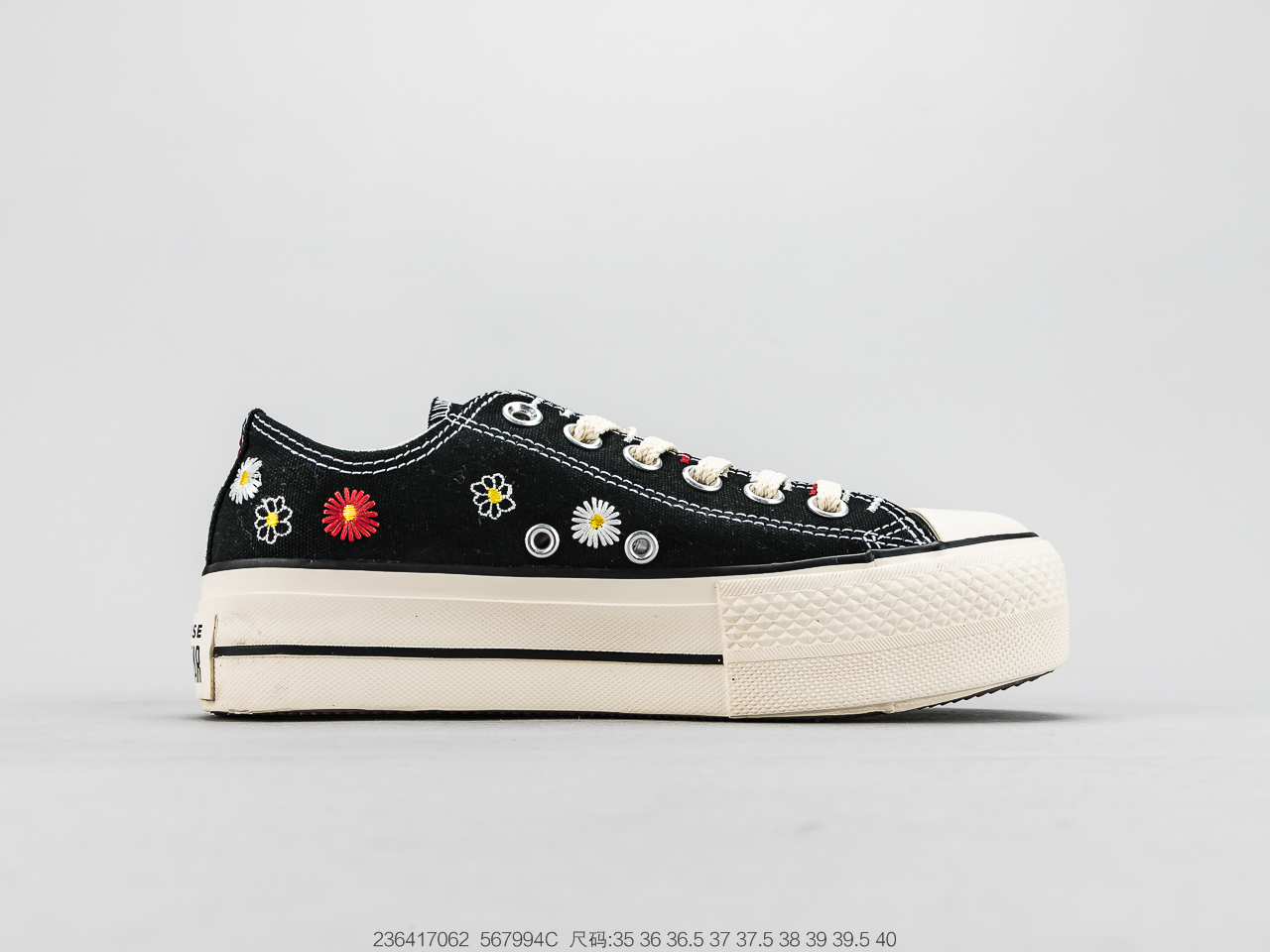 140 增高款 匡威Embroidered Floral Pplatform Chuck Taylor All Star Low Top 迄今为止Cv最完美刺绣