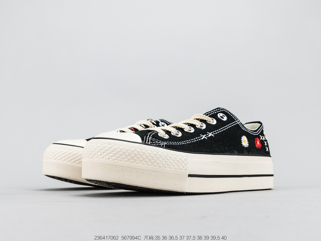 140 增高款 匡威Embroidered Floral Pplatform Chuck Taylor All Star Low Top 迄今为止Cv最完美刺绣