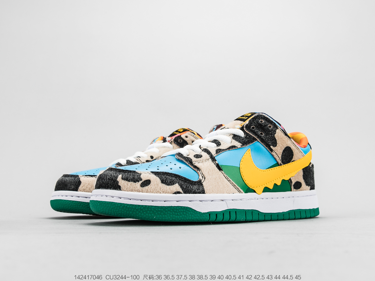 350 国冰淇淋品牌Ben & Jerry's x Nike SB Dunk Low Pro QSChunky Dunky扣篮系列低帮经典百搭休闲运动板鞋“牛奶冰淇淋”CU3244-100