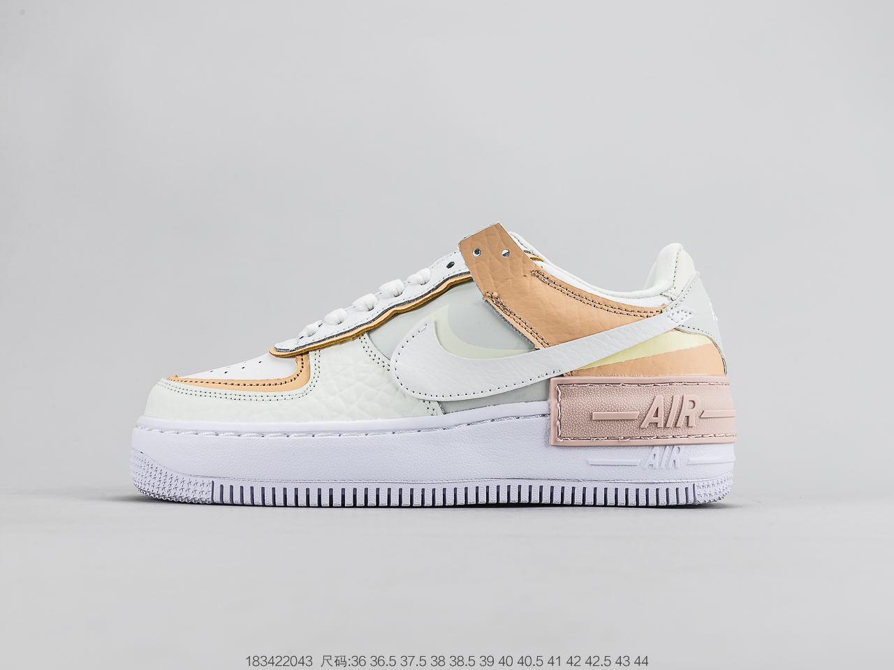 180 耐克Nike Air Force 1 Shadow 空军一号 解构拼接马卡龙 奶白红