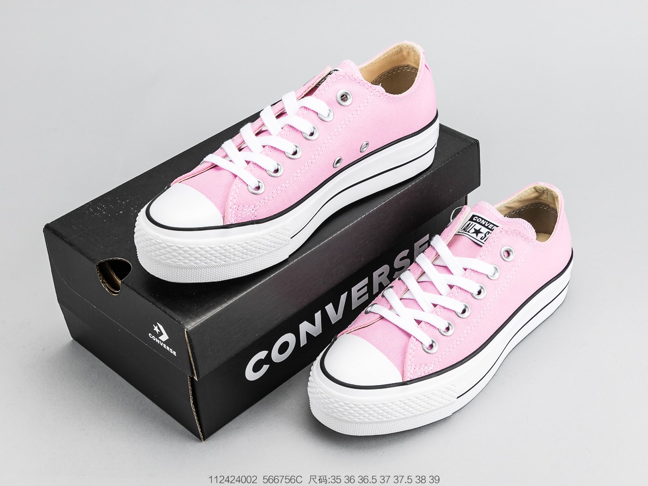 120 匡威Converse  All Star 女款厚底休闲板鞋 粉低香芋紫低