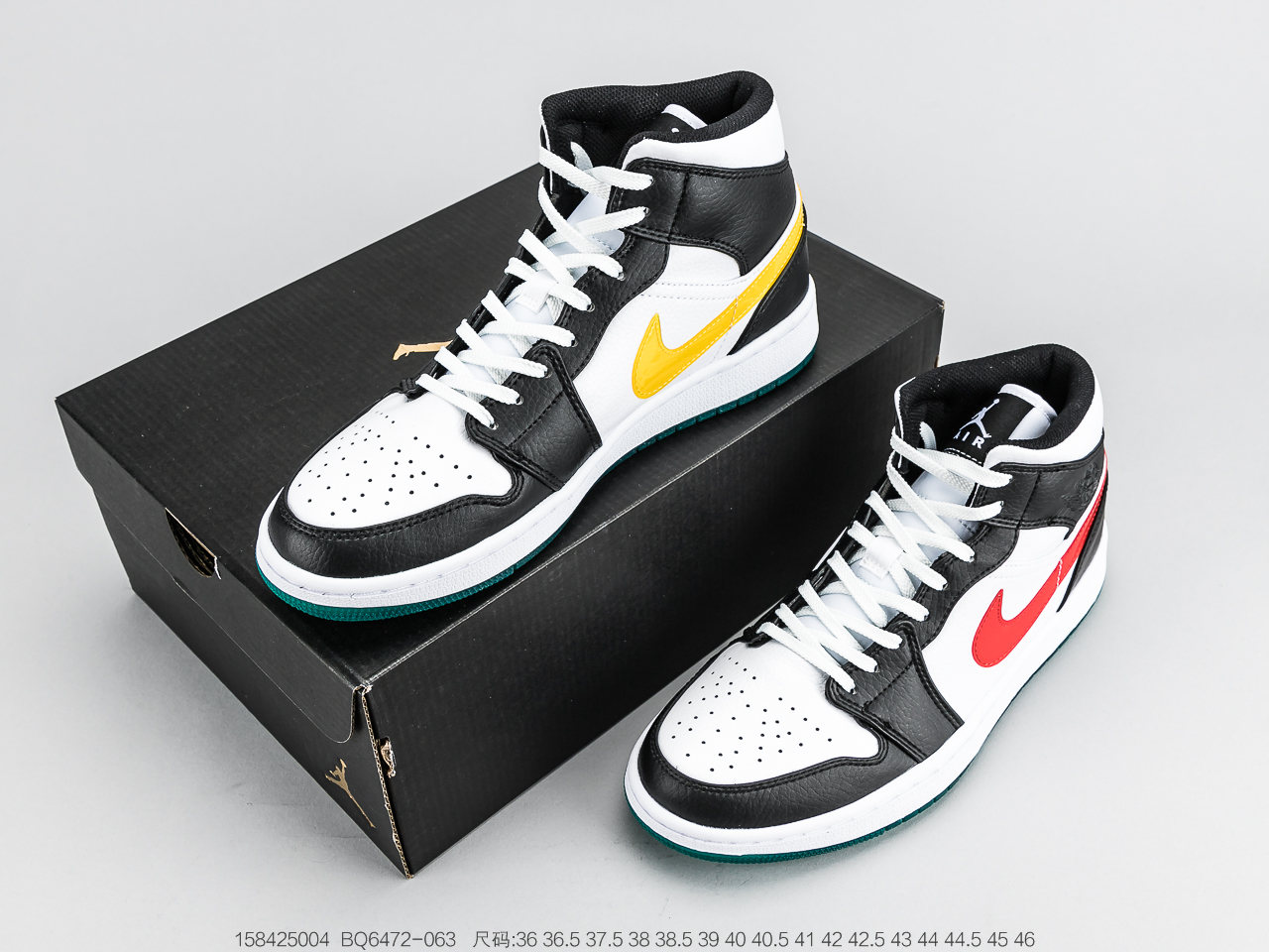 220 乔丹Air Jordan 1 Mid AJ1 乔1红黄彩 BQ6472-063