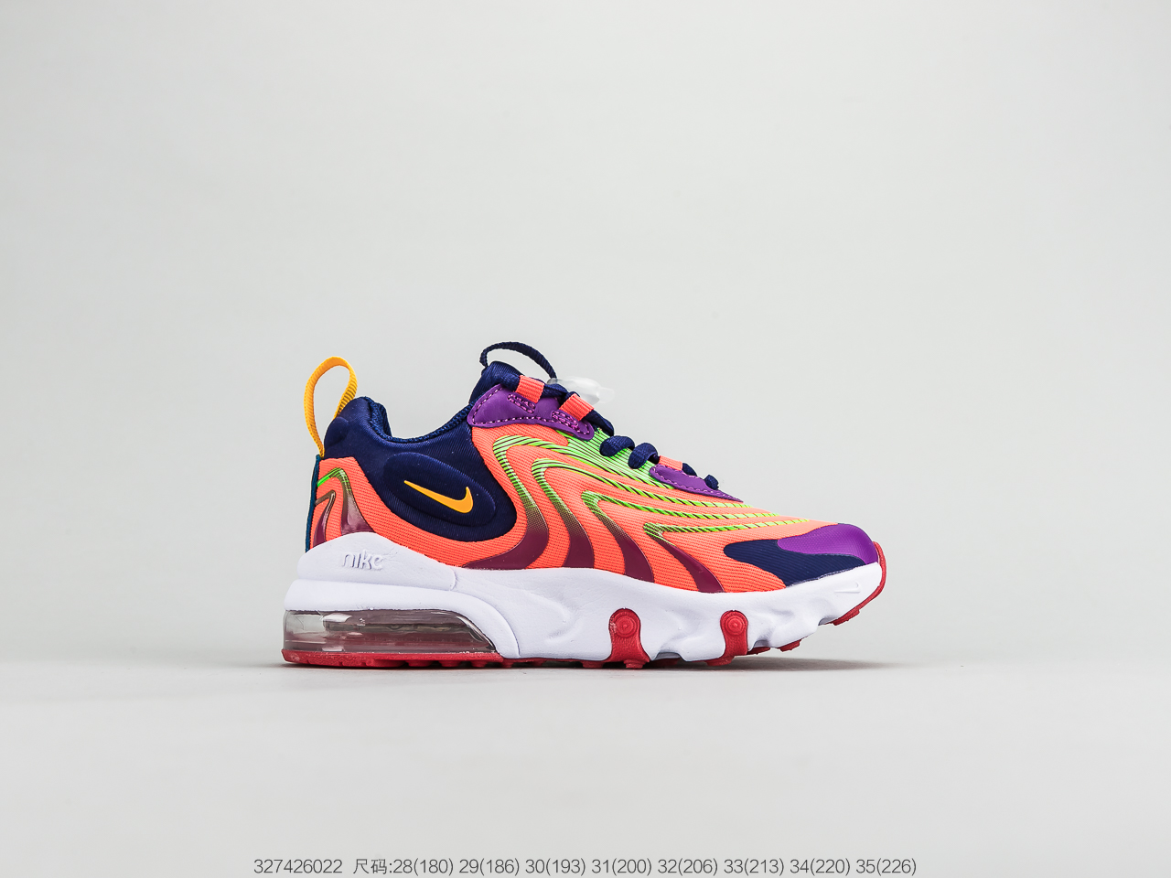 120童鞋 耐克Nike Air Max 270 React 气垫慢跑童鞋原盒配置