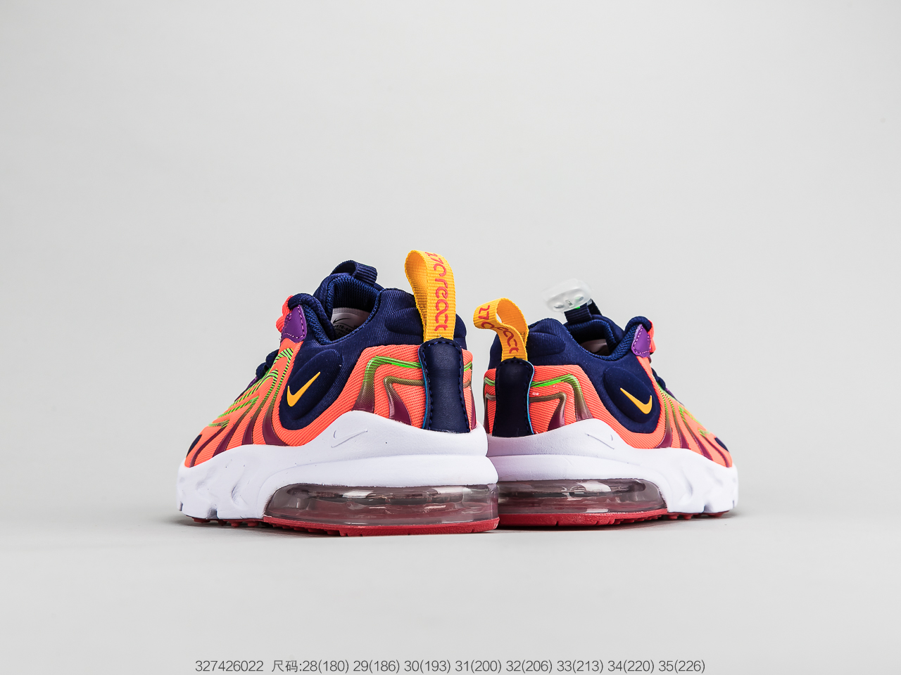 120童鞋 耐克Nike Air Max 270 React 气垫慢跑童鞋原盒配置
