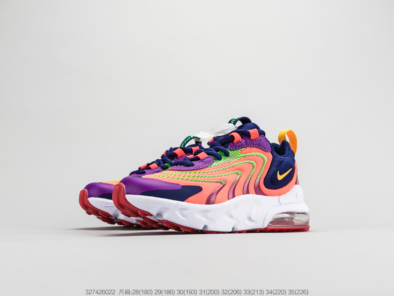 120童鞋 耐克Nike Air Max 270 React 气垫慢跑童鞋原盒配置