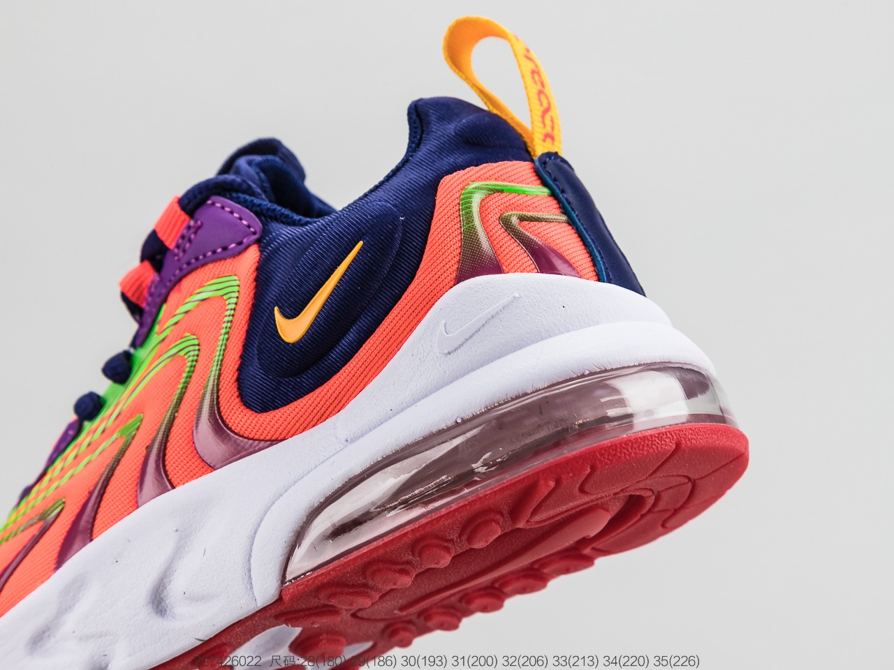 120童鞋 耐克Nike Air Max 270 React 气垫慢跑童鞋原盒配置